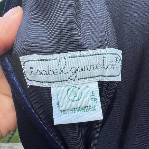 Navy Velvet Dress with Fancy Silver Trim Girls size 8 - Picture 4 of 4